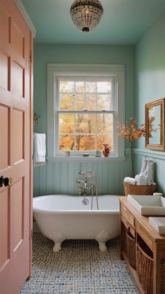 best small bathroom color,
best vanity color for small bathroom,
bathroom paint for small bathroom,
painting a small bathroom,
dark paint in small bathroom,
colors that make a bathroom look bigger,