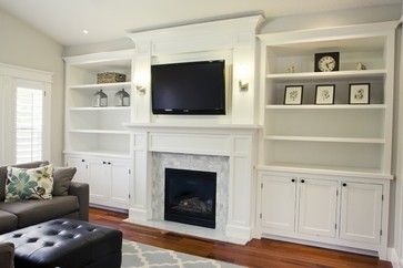 Transform Your Living Room with Built-in Bookshelves and a Fireplace