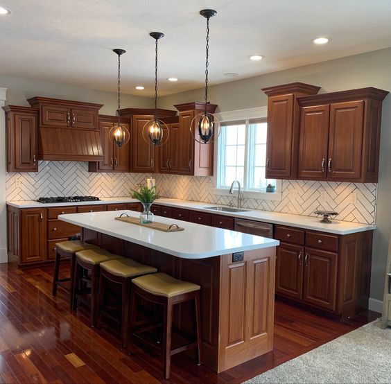 Cherry Cabinet Backsplash Ideas Enhance Your Kitchen Style HOME   Cherry Cabinet Backsplash New 1 