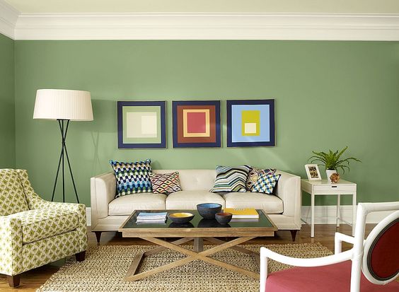 Benjamin Moore Sage Green living room