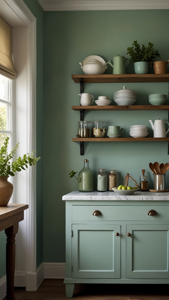 clary sage sherwin williams, 
sage green color palette, 
sage green bedroom, 
sage green kitchen cabinet, 
sage green paint, 
sage green color,