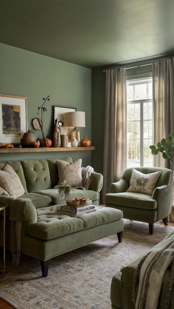 sage green and blue living room,
light sage green living room,
sage and grey living room,
sage green and cream living room,
warm sage green living room,
rustic sage green living room,