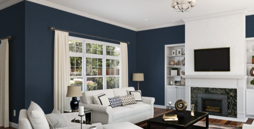 Sherwin-Williams Naval (SW 6244)
Rich navy blue, creating a bold and sophisticated contrast with sage green.