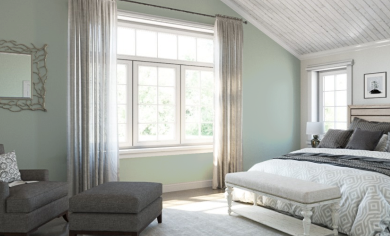 Sherwin-Williams Rainwashed (SW 6211)
Soft, muted green with blue undertones, complementing navy beautifully.