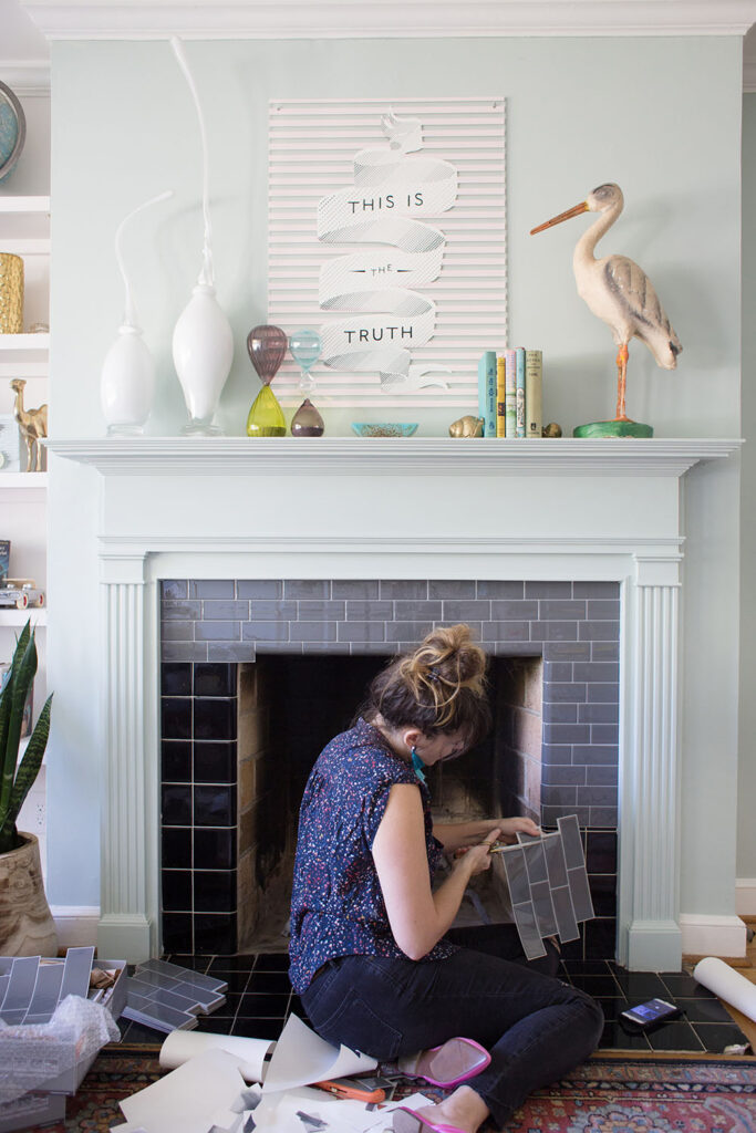 Transform Your Fireplace with Peel and Stick Tile