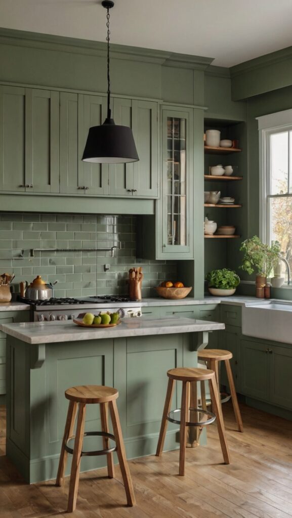 sage shaker kitchen,
sage cabinet,
sage green kitchen,
sage green and white kitchen,
sage accent wall,
sage green shaker kitchen,
sage shaker kitchen,