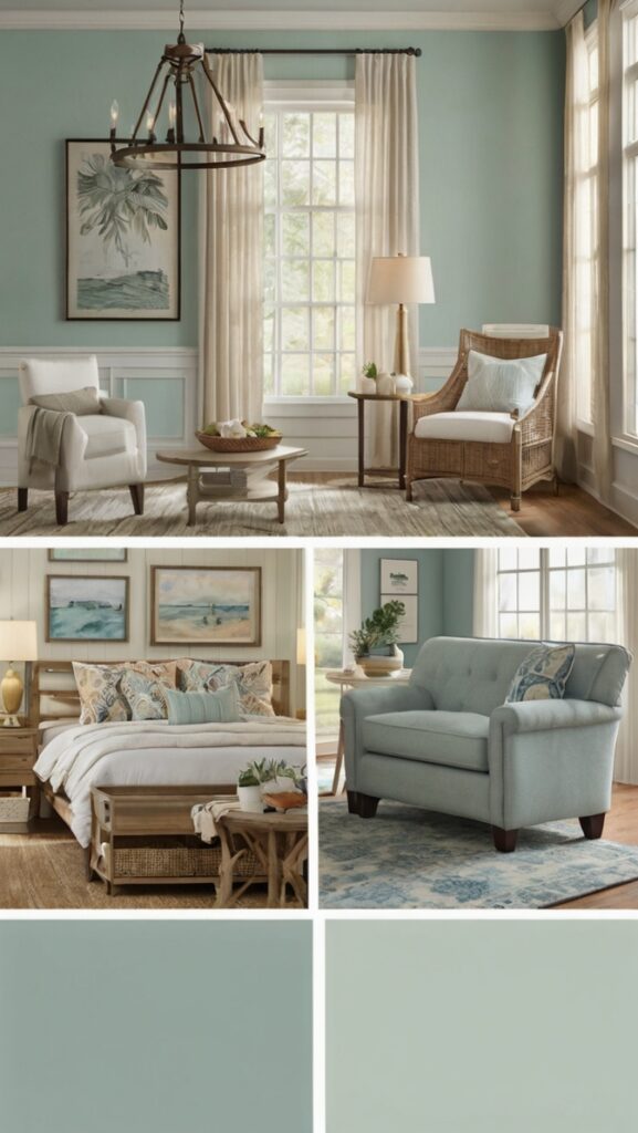 sea salt bedroom paint, rooms painted sea salt, sea salt paint from sherwin williams, 6204 sea salt, sherwin williams 6204, classic coastal decor, coastal halloween decor, coastal fall decor,