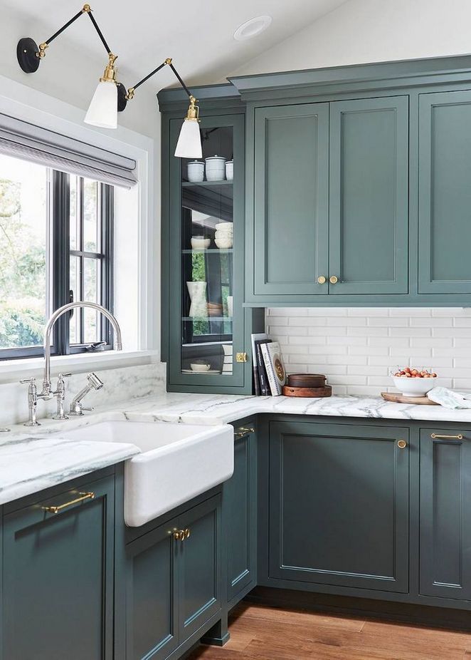 Pewter Green Kitchen Cabinets