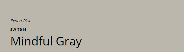 Sherwin-Williams Mindful Gray (SW 7016)
Versatile, neutral gray with warm undertones, creating a cohesive and sophisticated look with Misty.