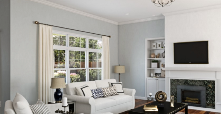 Sherwin Williams Misty (SW 6232)
A gentle, warm blue-gray that brings a soft, relaxing vibe to your home.