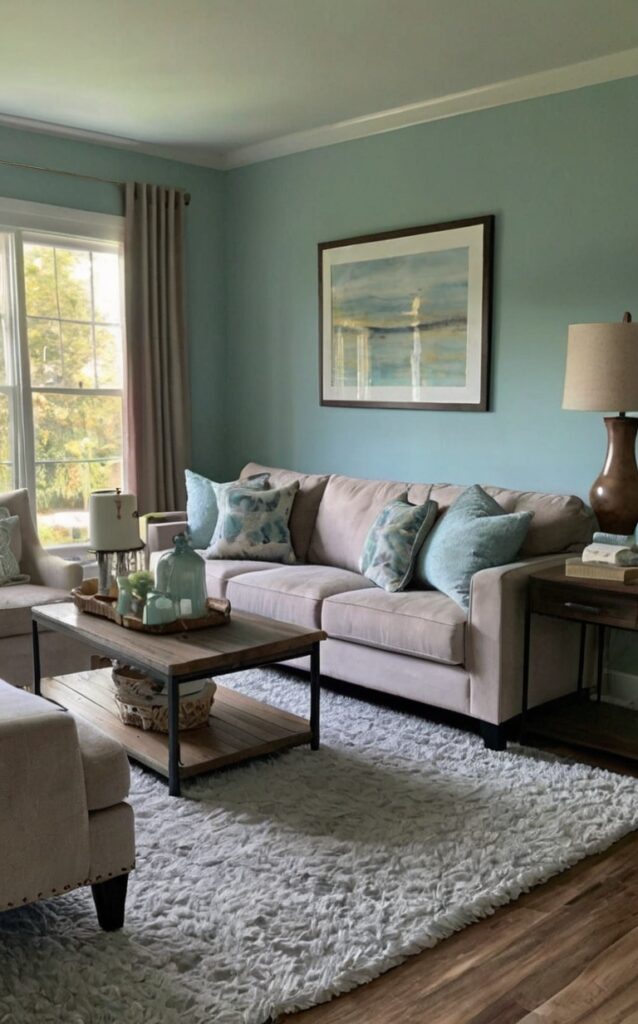 sea salt bedroom paint, rooms painted sea salt, sea salt paint from sherwin williams, 6204 sea salt, sherwin williams 6204, classic coastal decor, coastal halloween decor, coastal fall decor,