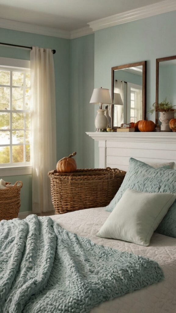 sea salt bedroom paint,
rooms painted sea salt,
sea salt paint from sherwin williams,
6204 sea salt,
sherwin williams 6204,
classic coastal decor,
coastal halloween decor,
coastal fall decor,