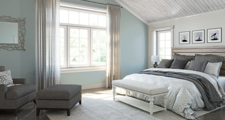 Sherwin Williams Sleepy Blue (SW 6225)
A soft, warm blue-gray that evokes tranquility and comfort, perfect for bedrooms and living areas.