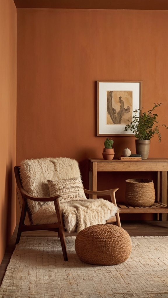 paint colors that infuse warmth with terracotta tones with living room