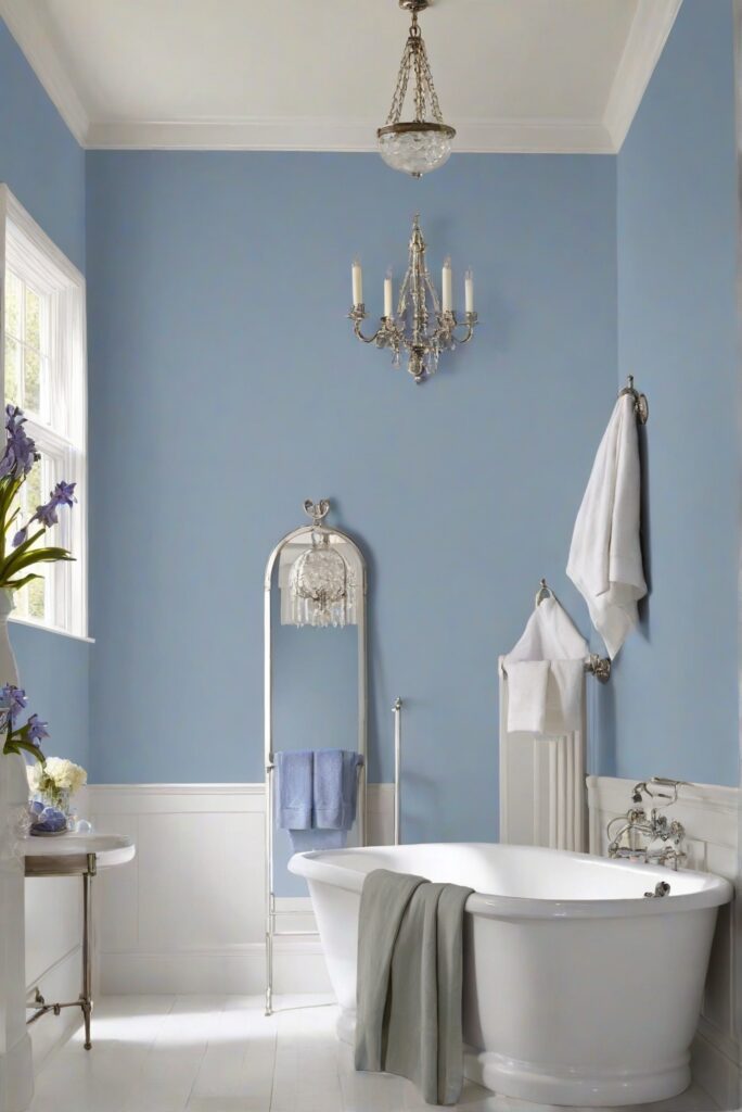 Bathroom wall paint, blue wall paint, bluebell paint, wall paint guide