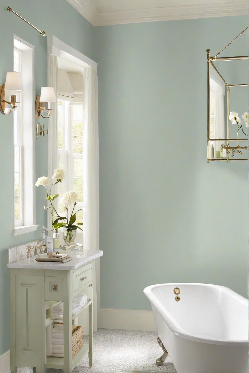 Bathroom Walls: Restful SW 6458 - 2024 Wall Paint Guide - HOME CABINET ...