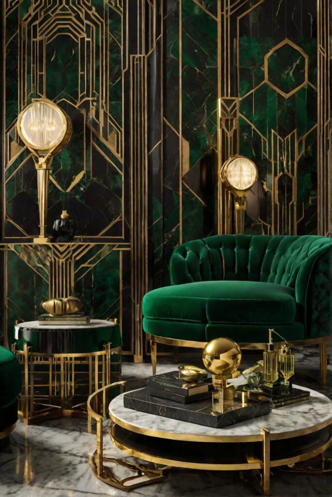 Art Deco Glamour: Elevate Your Living Room with Opulent Elegance!