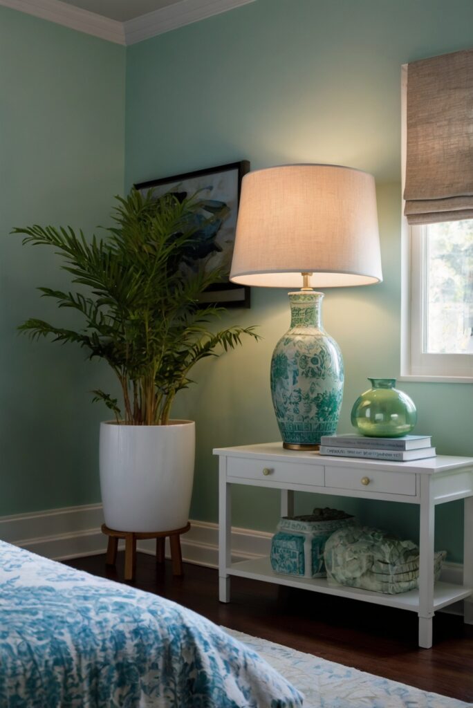 Tranquil retreat, Blue-green accents, Home decor, Interior design
