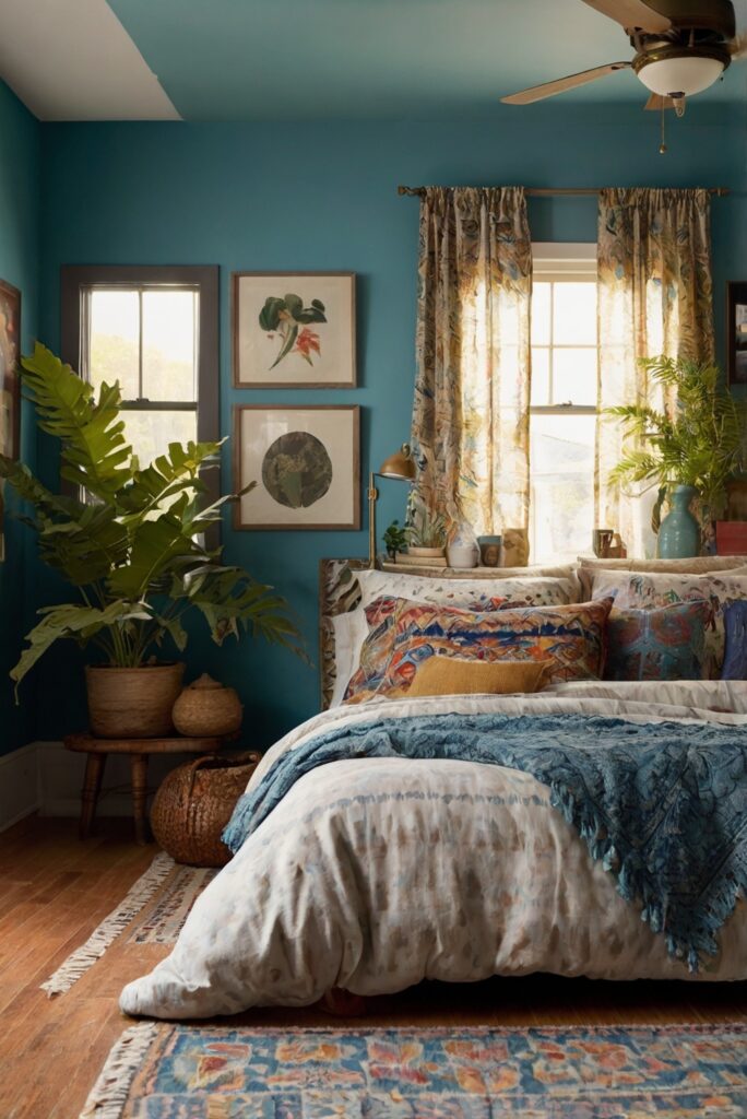 Bohemian home decor,Colorful textiles,Home interior design,Interior design space planning