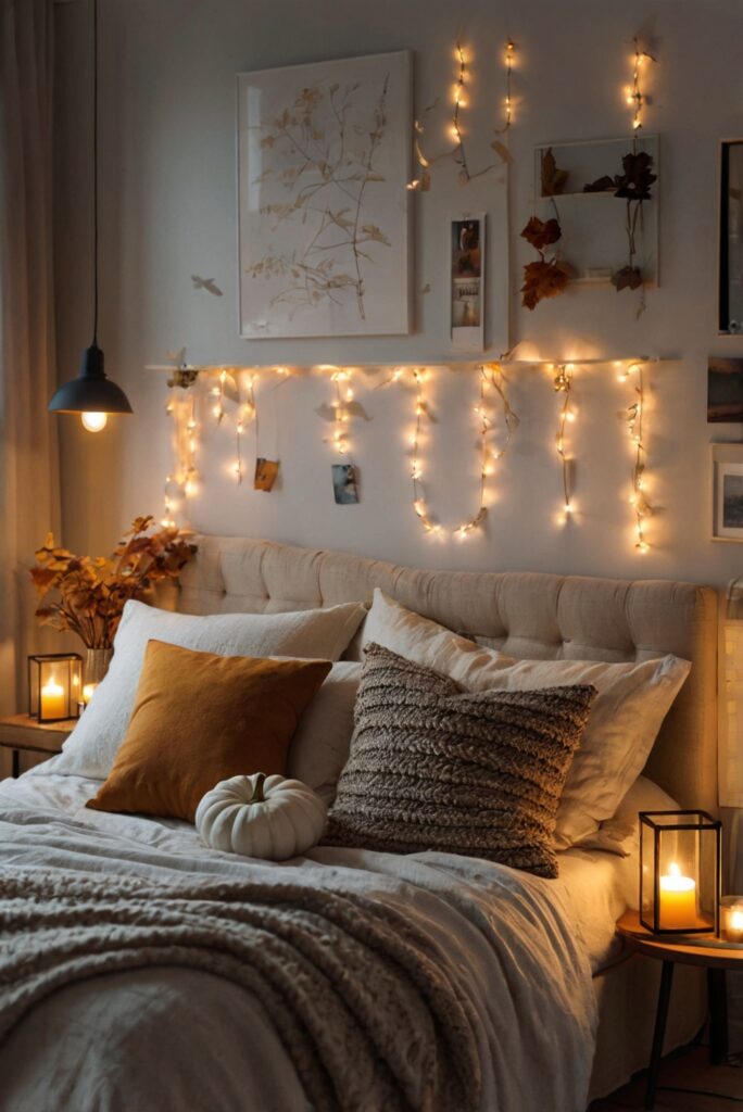 Cozy bedroom decor, Fall bedroom ideas, Bedroom makeover, Warm home decor, Seasonal bedroom updates