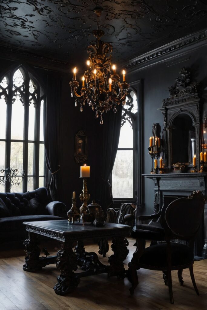 Gothic home decor, Gothic furniture, Dark home accessories, Medieval home decor, Gothic interior design