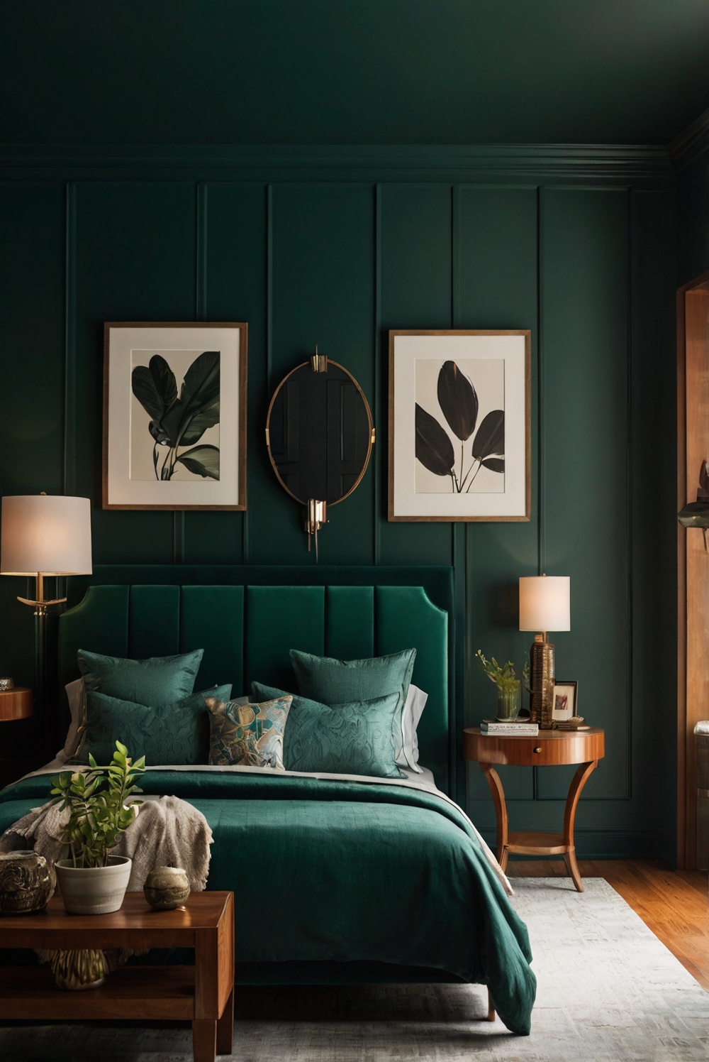 Artistic Art Deco Hideaway Bedroom - Sherwin Williams Dark Night (Dark ...