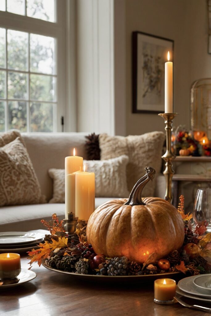 Thanksgiving decor ideas, Home decor inspiration, Fall home decor, Holiday decorating, Festive room decor