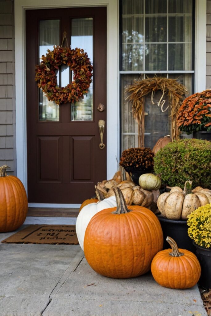 Fall porch decor, Outdoor fall decorating ideas, Fall porch inspiration, Cozy porch decor, Autumn front porch ideas