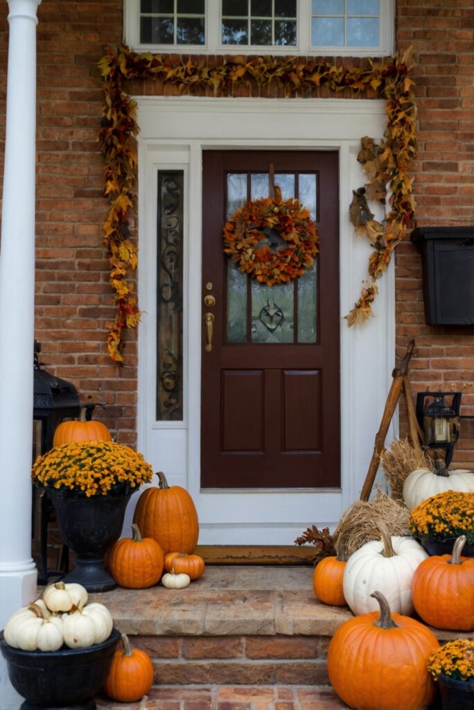 Fall porch decor, Front porch decorations, Autumn porch ideas, Outdoor fall decorating, Fall porch accessories