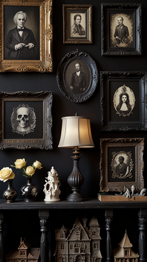 Victorian gothic, dark elegance, dramatic interiors, modern gothic