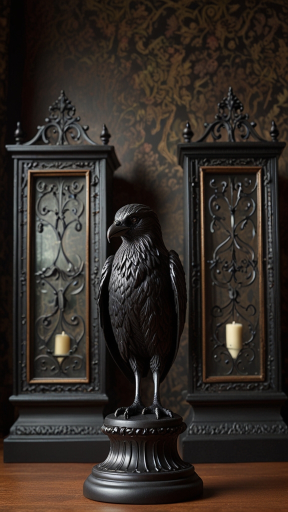 Victorian gothic, dark elegance, dramatic interiors, modern gothic