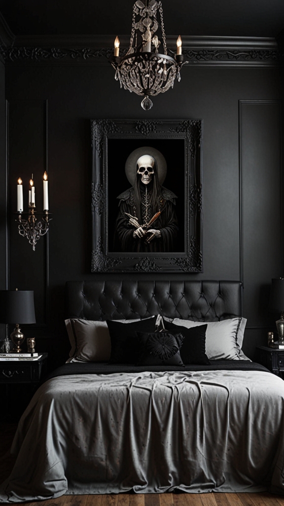 Victorian gothic, dark elegance, dramatic interiors, modern gothic