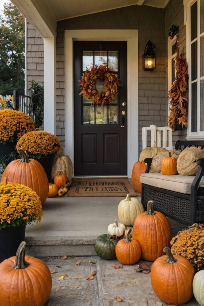 Fall porch decor ideas, Front porch decorations, Autumn porch decorating, Outdoor fall decorating, Porch design ideas