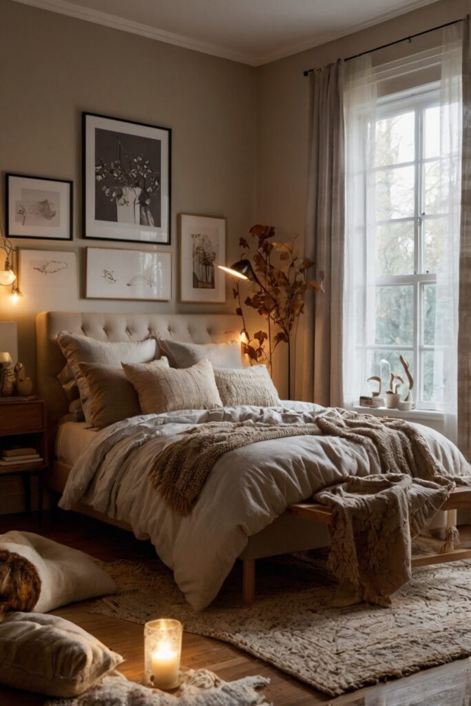 Fall bedroom decor, Cozy bedroom ideas, Bedroom makeover, Autumn bedroom inspiration, Bedroom design trends