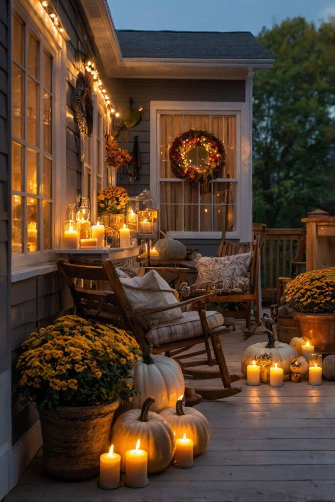 Cozy front porch decor, Autumn porch ideas, Fall outdoor decorations, Porch makeover, Rustic porch design