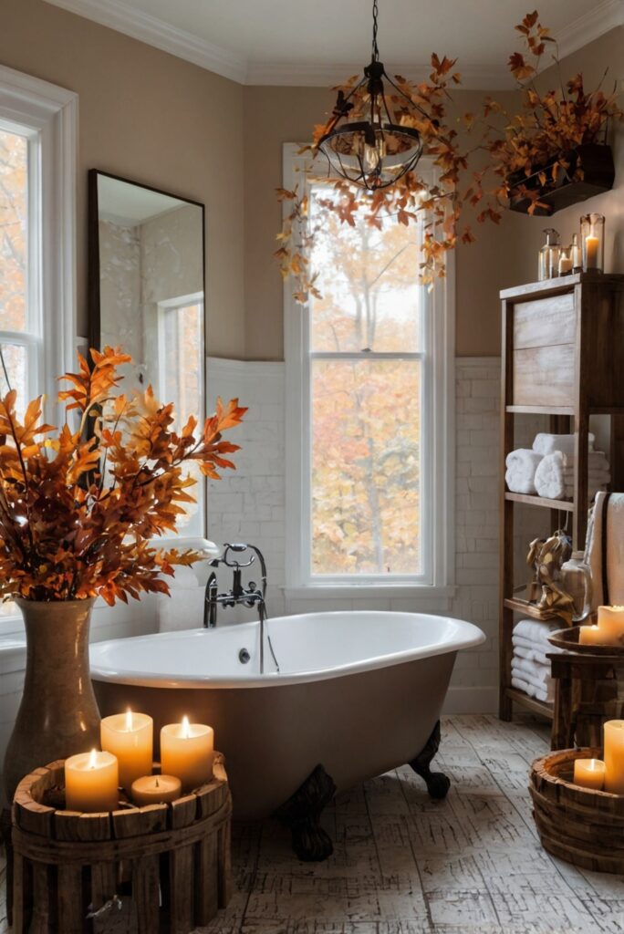 Fall bathroom decor, Luxury bathroom accessories, Elegant bathroom renovation, Cozy spa retreat, High-end bath towels