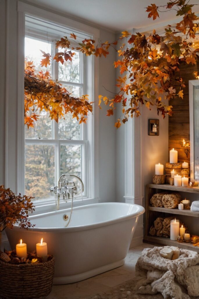 Bathroom decor, Fall decor, Cozy bathroom, Relaxing space, Bathroom renovation