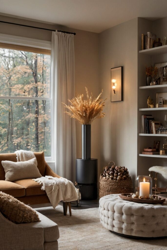 Fall living room decor, Fall decor ideas, Stylish home decor, Cozy living room, Autumn interior design