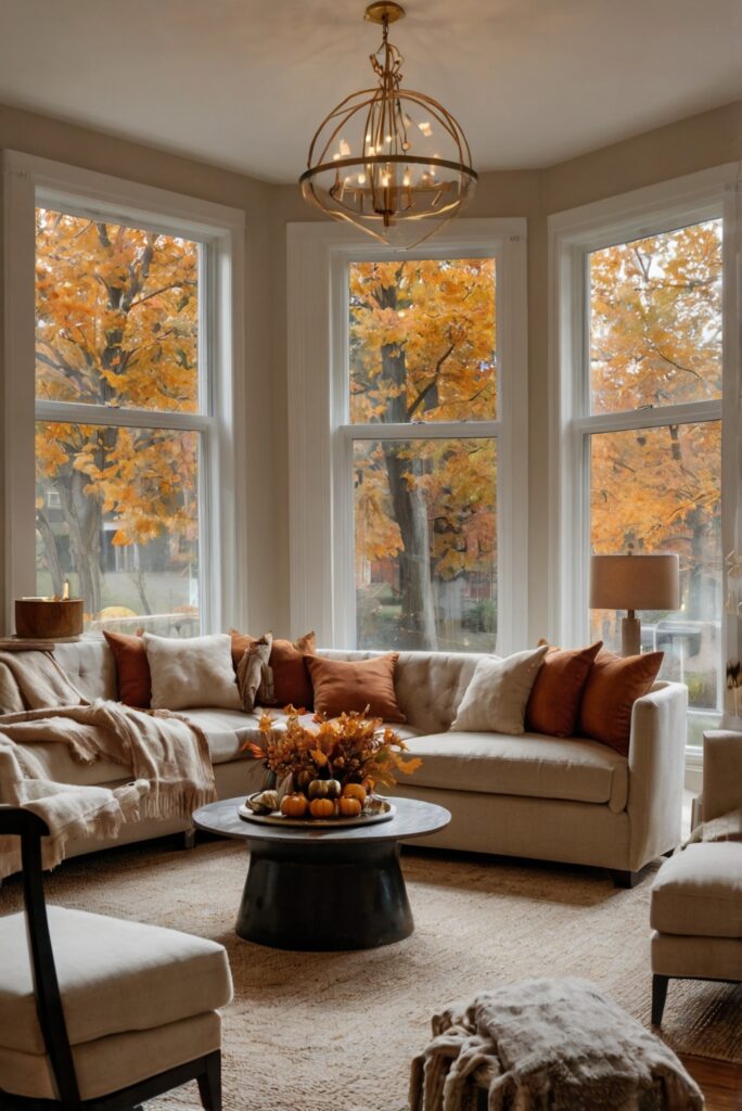 fall decor, living room ideas, interior design, home renovation, cozy atmosphere