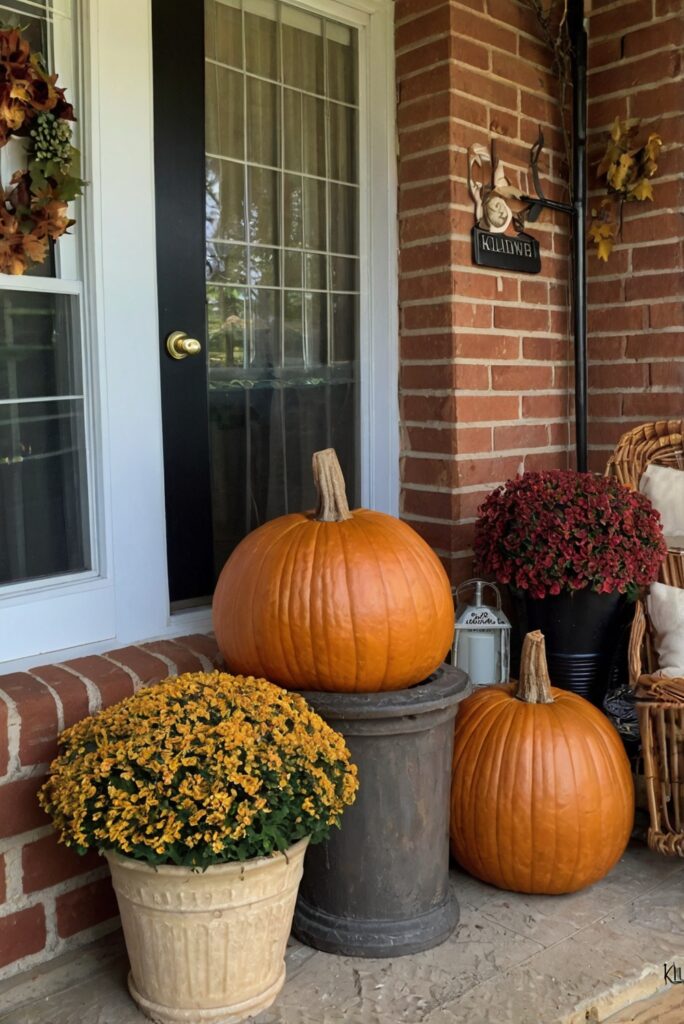 Fall porch decor, Outdoor fall decorations, Autumn porch decor, Fall front porch ideas, Seasonal outdoor decor