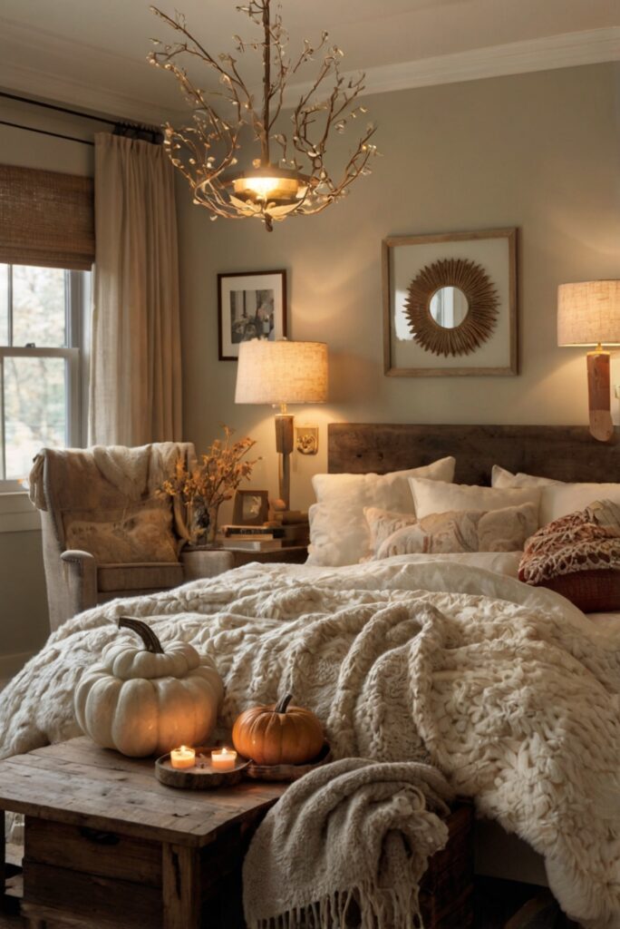 Fall home decor, Seasonal interior design, Autumn room makeover, Cozy fall living space, Chic seasonal home styling