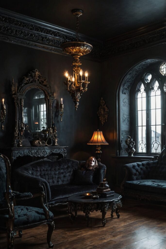 Gothic home decor, Gothic furniture, Gothic interior design, Dark home accessories, Elegant Gothic decor