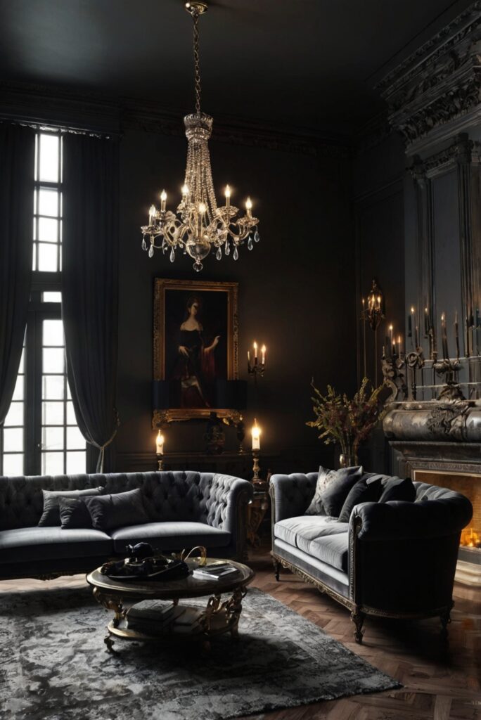 Gothic furniture, Gothic decor, Dark living room, Gothic home accessories, Victorian living room