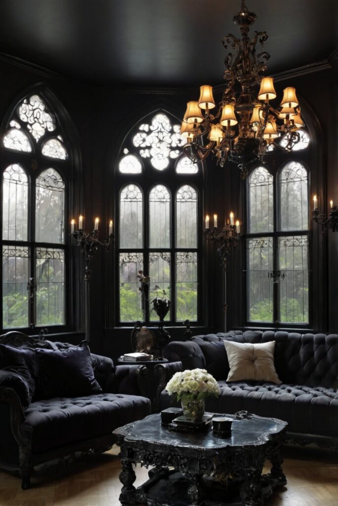 Upgrade living room decor, Gothic furniture, Statement sofas, Dark decor, Elegant home accessories