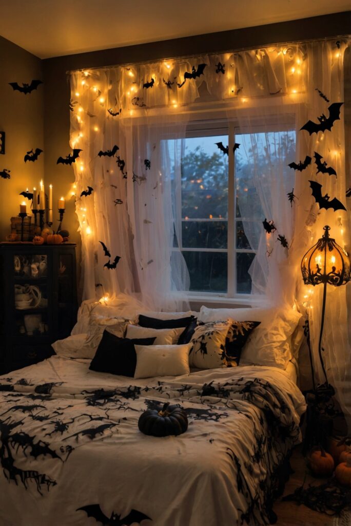 Halloween decor ideas, Bedroom makeover, Halloween decorations, Bedroom upgrade, Home decor ideas