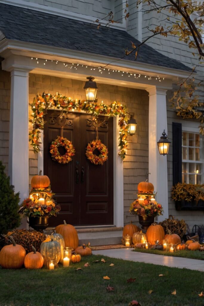 thanksgiving outdoor decor, outdoor thanksgiving decorations, fall outdoor decorating ideas, autumn yard decor, holiday yard decorations