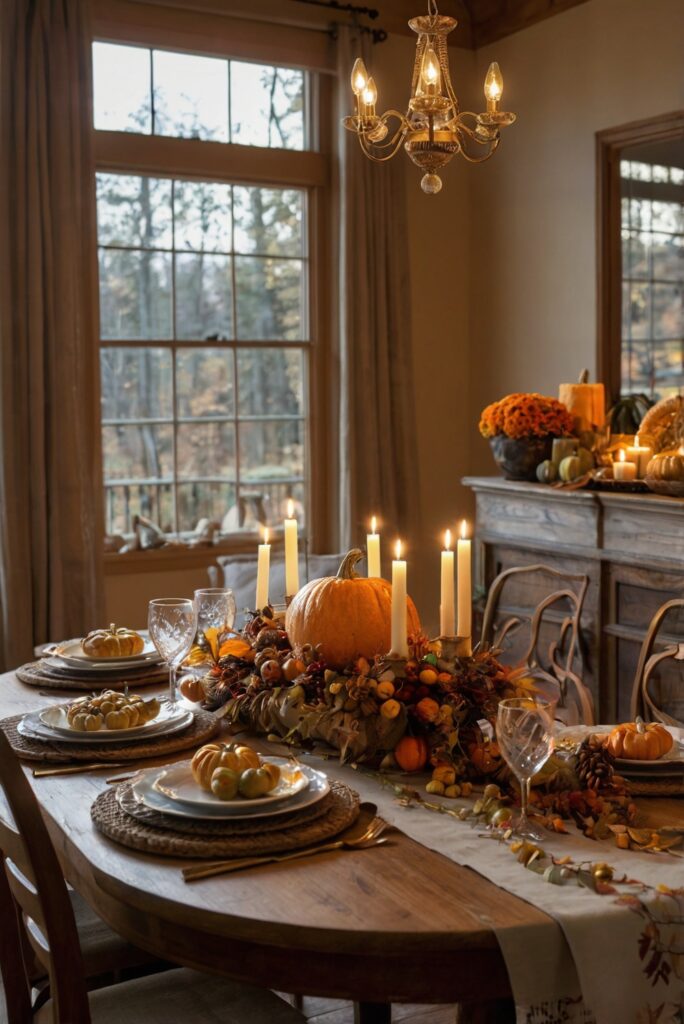 Thanksgiving decor, Festive room decorations, Holiday home decor, Seasonal room updates, Festive living room ideas