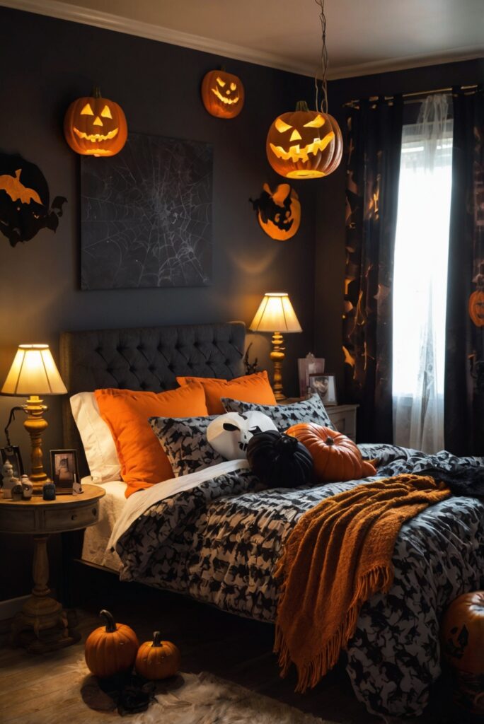 Halloween decorations, spooky home decor, haunted house decor, Halloween bedroom ideas, Halloween room makeover