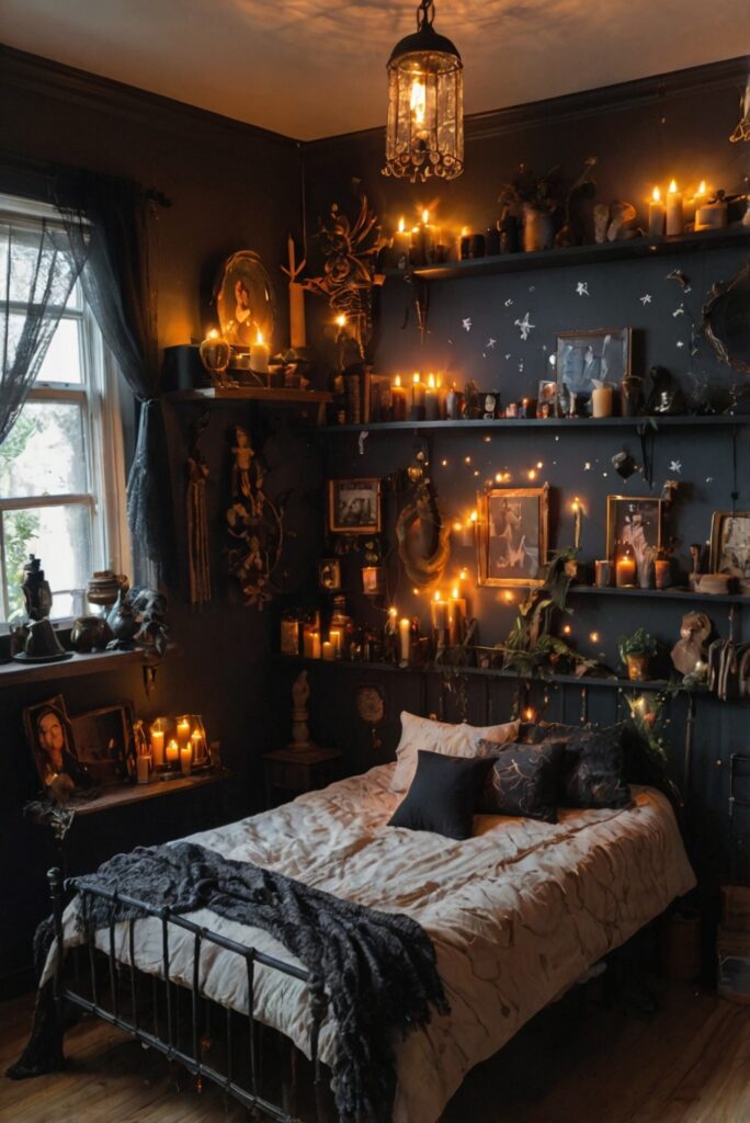 Witchy room decor, Mystical home accessories, Pagan room design, Occult furniture, Witchcraft inspired decor