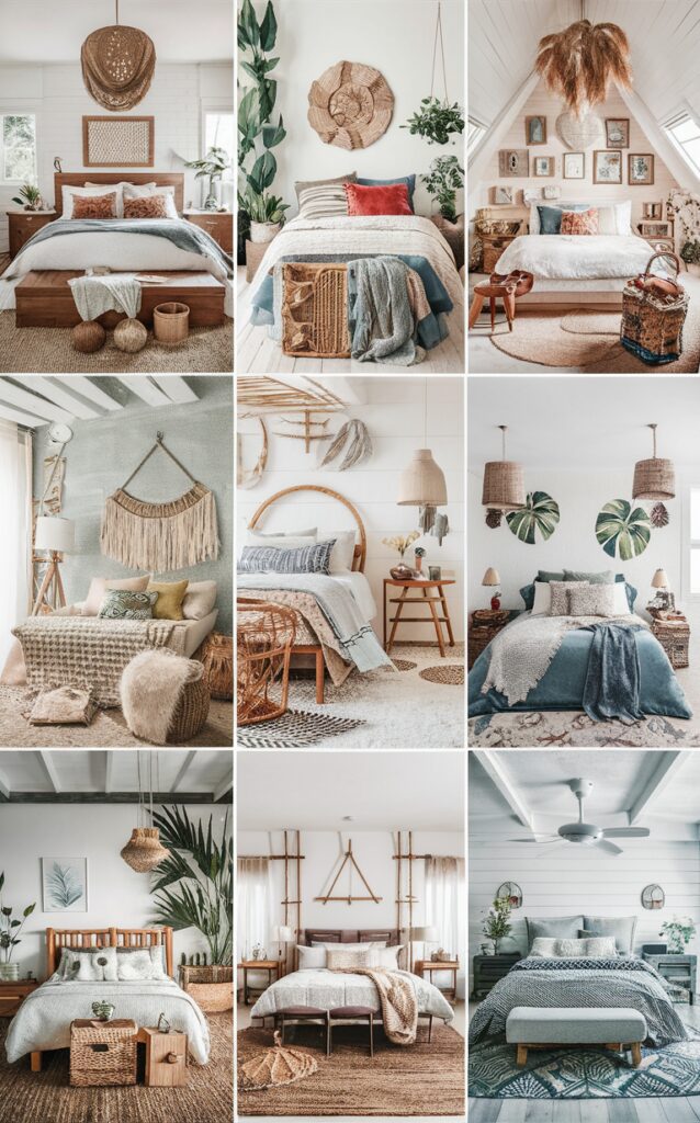 Coastal boho bedroom decor, Boho bedroom inspiration, Budget-friendly boho decor, Coastal chic bedroom ideas, Affordable boho room design